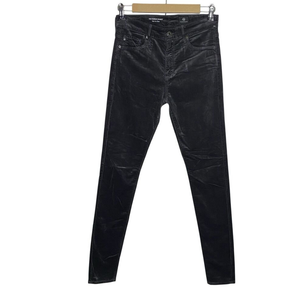 AG Adriano Goldschmied Velvet Pants Womens 27 Gray Farrah Skinny High Rise NWT